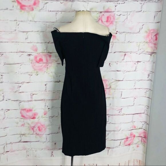 Vince camuto NWOT black fold off the shoulder midi cocktail dress - Picture 8 of 16